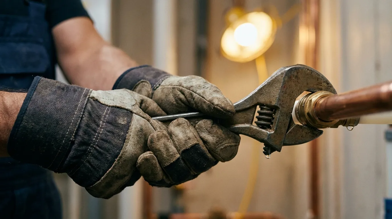 Tecnico idraulico al lavoro a Parma